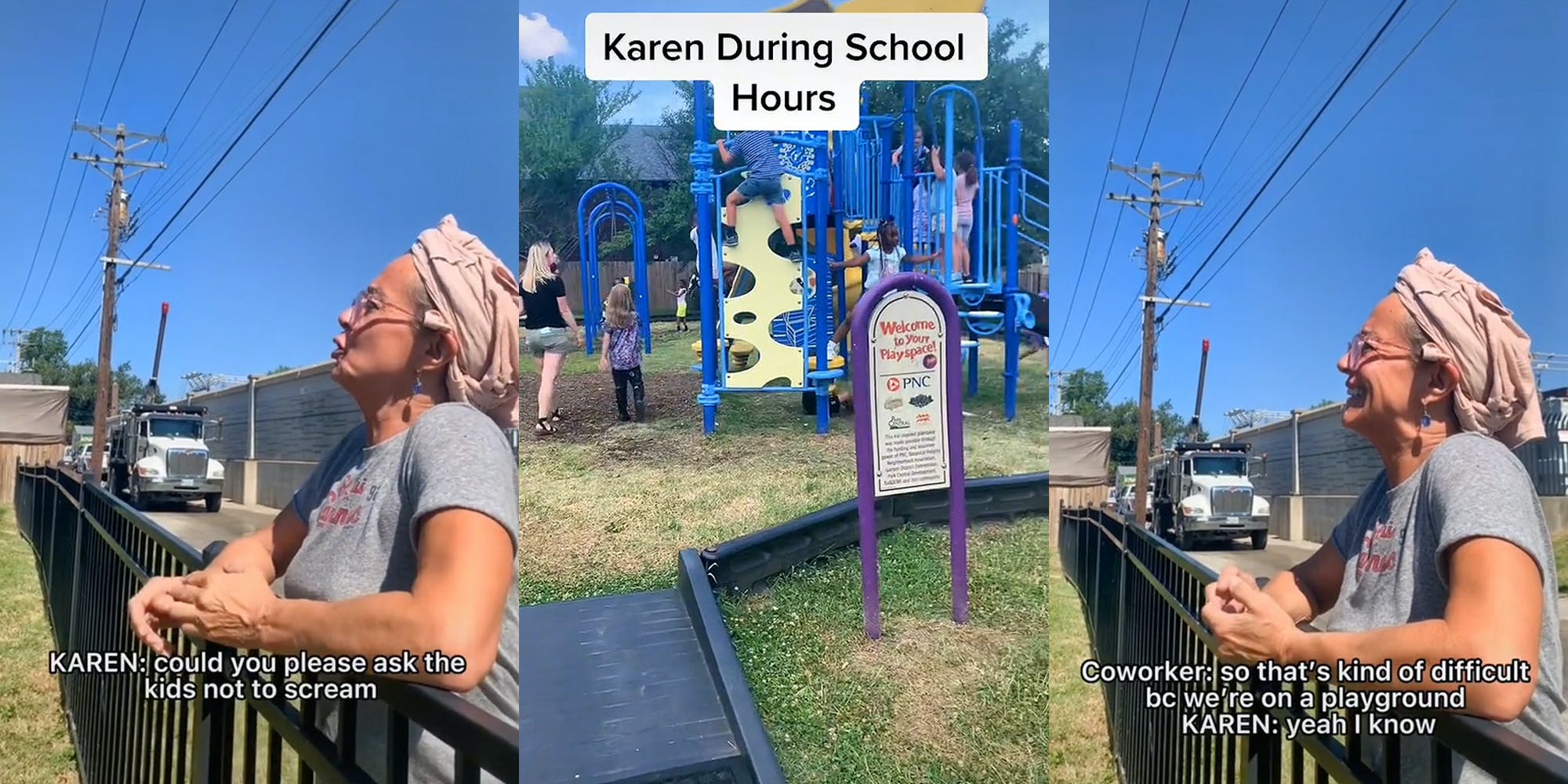 karen asking kids to be quiet at park tiktok